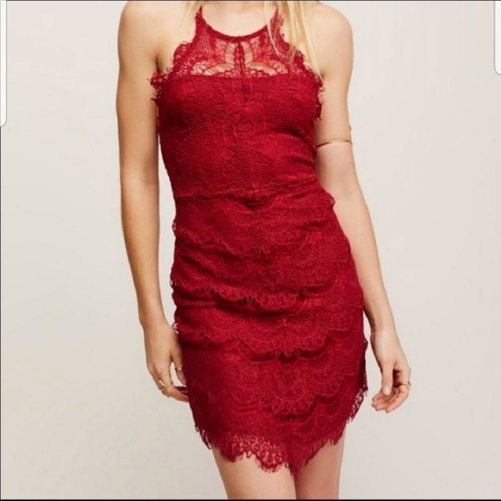 Free people She’s Got It lace slip dress Red